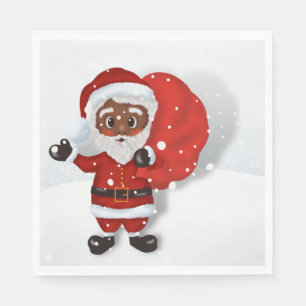 Serviette En Papier Papier Père Noël noir