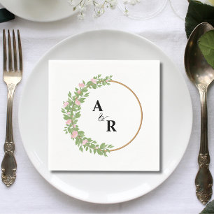 Serviette En Papier Papier personnalisé de mariage avec cercle floral 