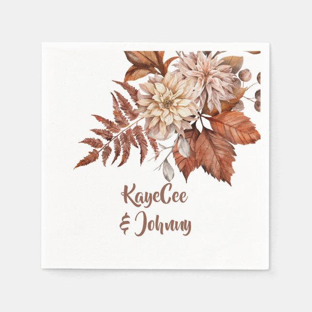 Serviette En Papier Papier personnalisé de mariage d'automne (Devant)