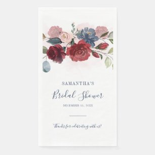 Serviette En Papier Papier Personnalisé Floral Rustique Bourgogne pour