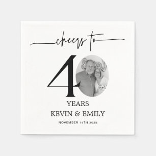 Serviette En Papier Papier photo 40e anniversaire simple serviettes