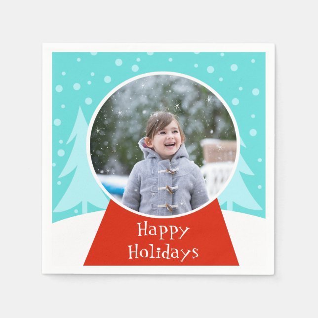 Serviette En Papier Papier photo Snow Globe Holiday (Devant)