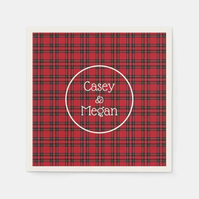 Serviette En Papier Papier plat classique Tartan rouge Napkin (Devant)