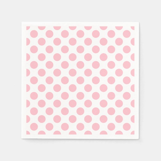 Serviette En Papier Papier Pois rose sur blanc grand format (Devant)