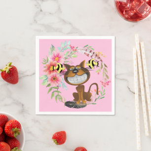 Serviette En Papier Papier, Poisson Chat Rose Floral