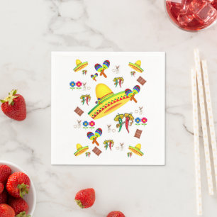 Serviette En Papier Papier, poivrons chauds Sombrero Floral