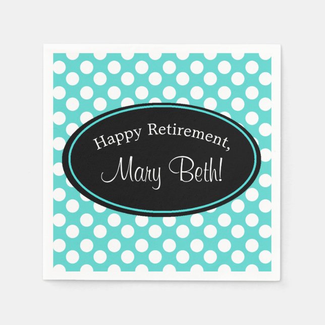 Serviette En Papier Papier Pot Polka Turquoise et blanc personnalisé (Devant)