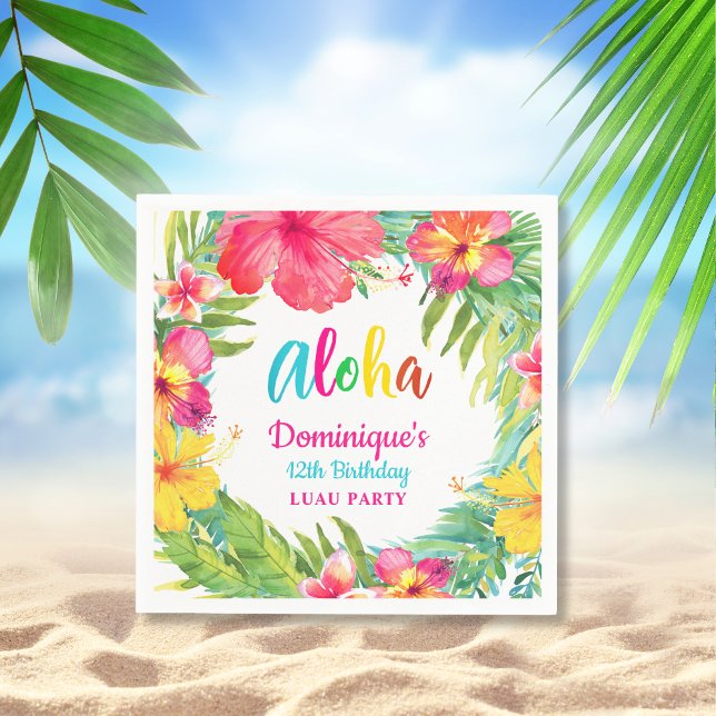 Serviette En Papier Papier pour anniversaire de fête luau Aloha Tropic (Créateur téléchargé)