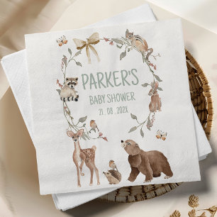 Serviette En Papier Papier pour Baby Shower Bois Brun Rustique