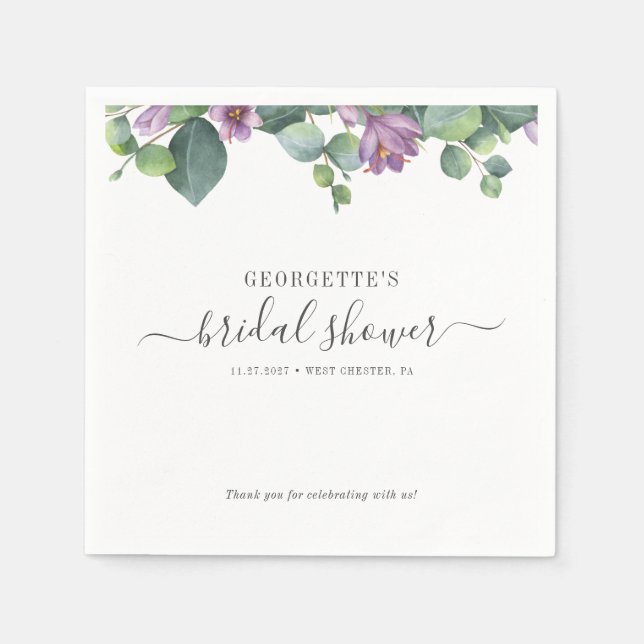 Serviette En Papier Papier pour Baby Shower de Mariée sur la Botanique (Devant)