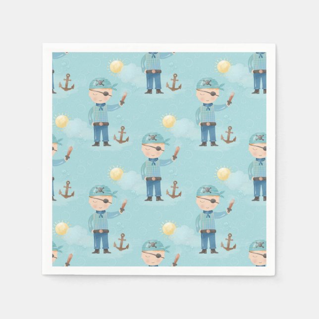 Serviette En Papier Papier pour garçon Pirate mignon (Devant)