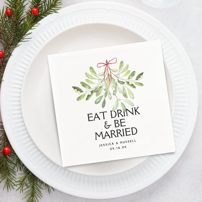 Serviette En Papier Papier pour mariage de vacances au gui (Mistletoe Holiday Wedding Paper Napkins)