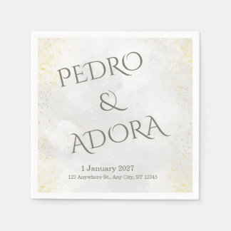 Serviette En Papier Papier Rond Adresse de Retour avec Aquarelle Grise