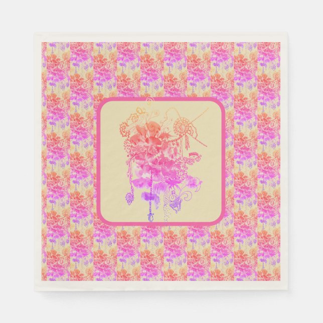 Serviette En Papier Papier rose et violet (Devant)