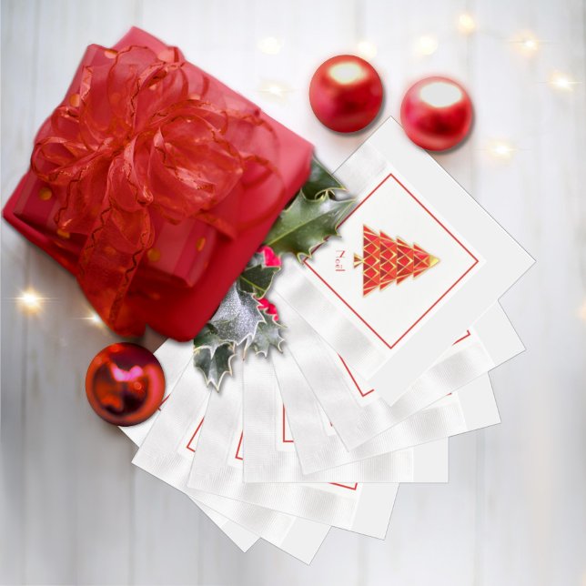 Serviette En Papier Papier Rouge Joyoux Noel Napkin (Créateur téléchargé)