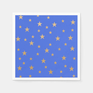 Serviette En Papier Papier Royal Blue et Gold Stars Napkin