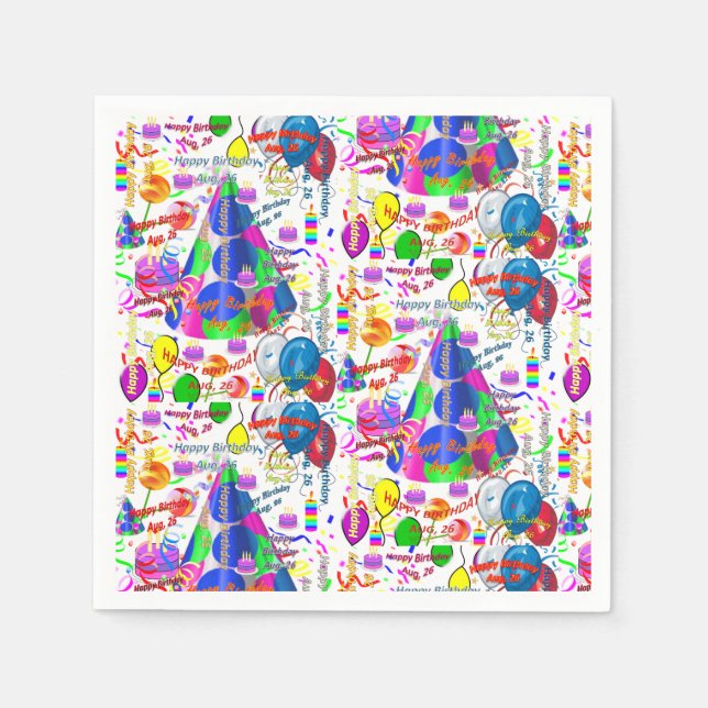 Serviette En Papier Papier serviettes Août, 26 Anniversaire (Devant)