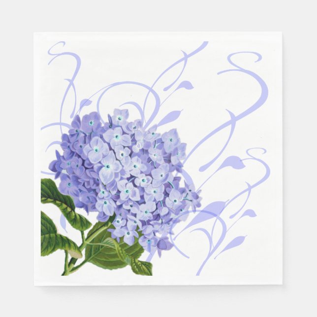 Serviette En Papier Papier Serviettes Bleu Hydrangée Dîner Papier Serv (Devant)