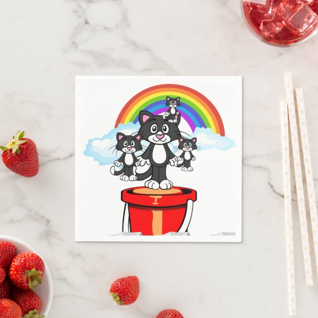Serviette En Papier Papier serviettes, Chat noir arc-en-ciel (En situation)