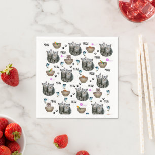Serviette En Papier Papier, serviettes, chats chats miaous
