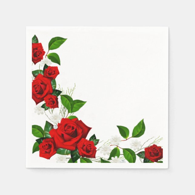 Serviette En Papier Papier serviettes de serviettes de roses rouges (Devant)