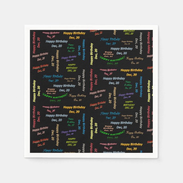 Serviette En Papier Papier serviettes Décembre, 20 Anniversaire (Devant)