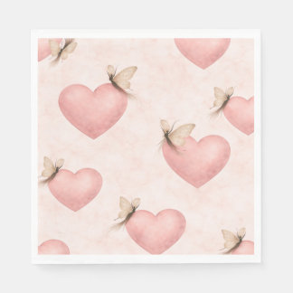 Serviette En Papier Papier serviettes forme papillon poétique - Cœur