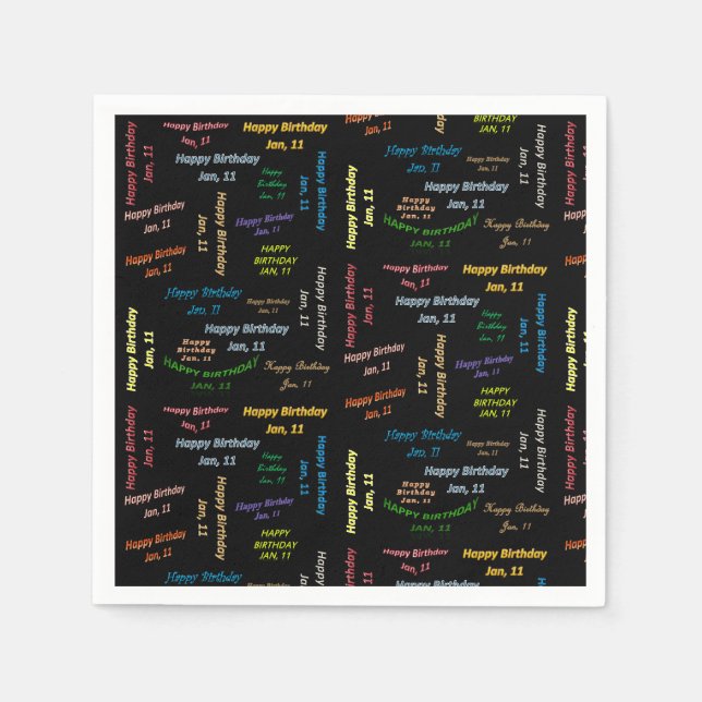 Serviette En Papier Papier serviettes Janvier, 11 Anniversaire (Devant)