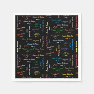 Serviette En Papier Papier serviettes Janvier, 1er Anniversaire