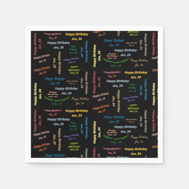 Serviette En Papier Papier serviettes Janvier, 24 Anniversaire (Devant)