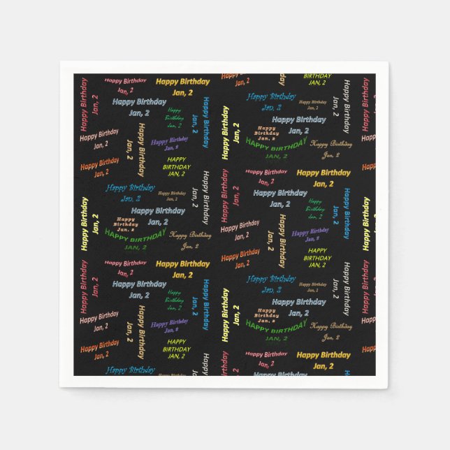 Serviette En Papier Papier serviettes Janvier, 2 Anniversaire (Devant)