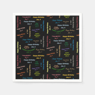 Serviette En Papier Papier serviettes Janvier, 4 Anniversaire