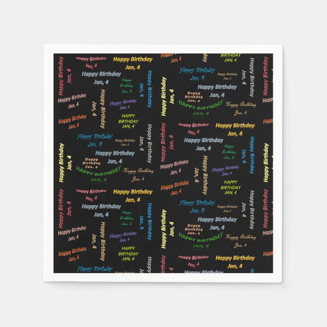 Serviette En Papier Papier serviettes Janvier, 4 Anniversaire (Devant)