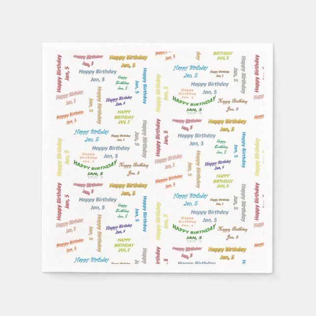 Serviette En Papier Papier serviettes Janvier, 5 Anniversaire (Devant)