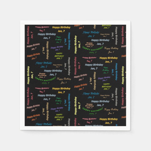 Serviette En Papier Papier serviettes Janvier, 7 Anniversaire (Devant)