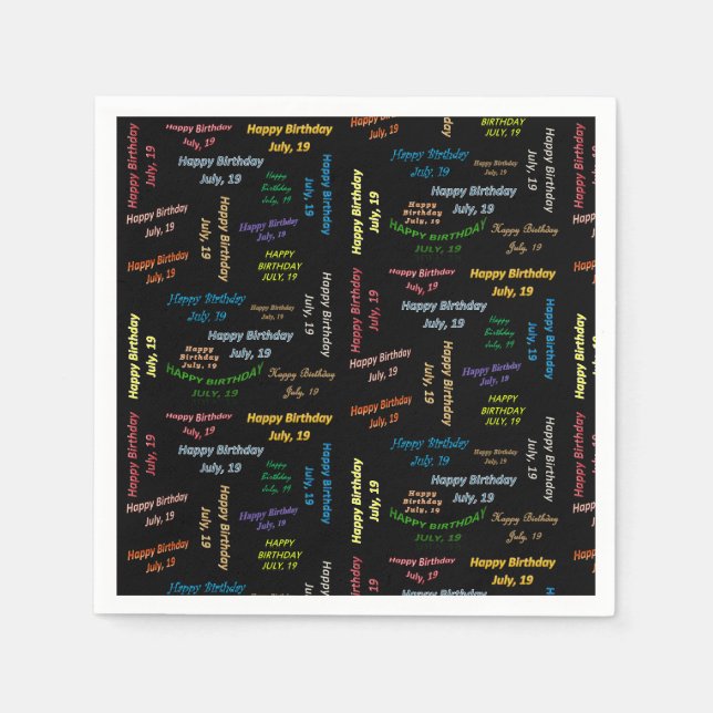 Serviette En Papier Papier serviettes Juillet, 19 Anniversaire (Devant)