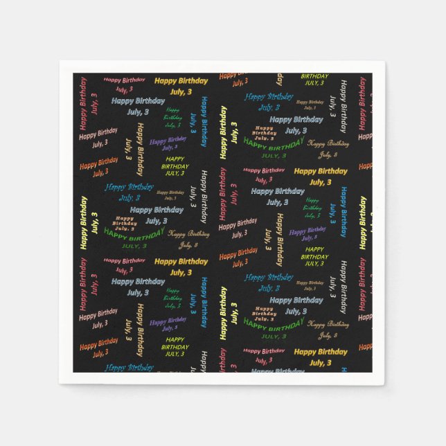 Serviette En Papier Papier serviettes Juillet, 3 Anniversaire (Devant)
