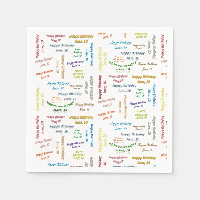 Serviette En Papier Papier serviettes Juin, 10 Anniversaire (Devant)