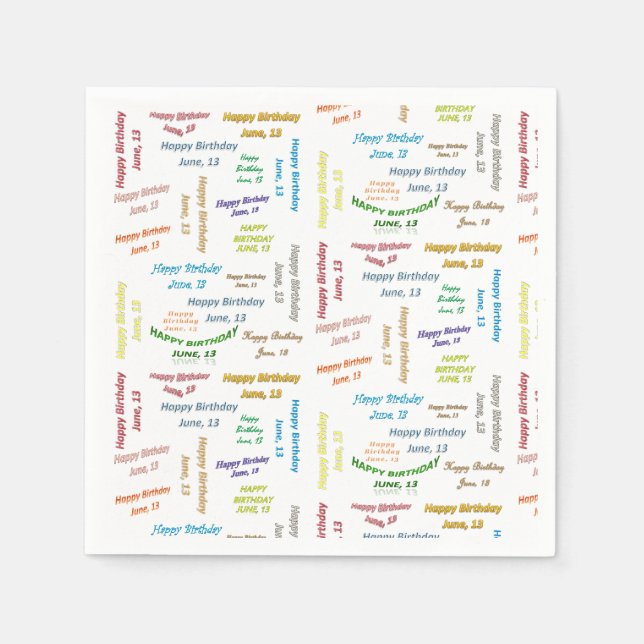 Serviette En Papier Papier serviettes Juin, 13 Anniversaire (Devant)