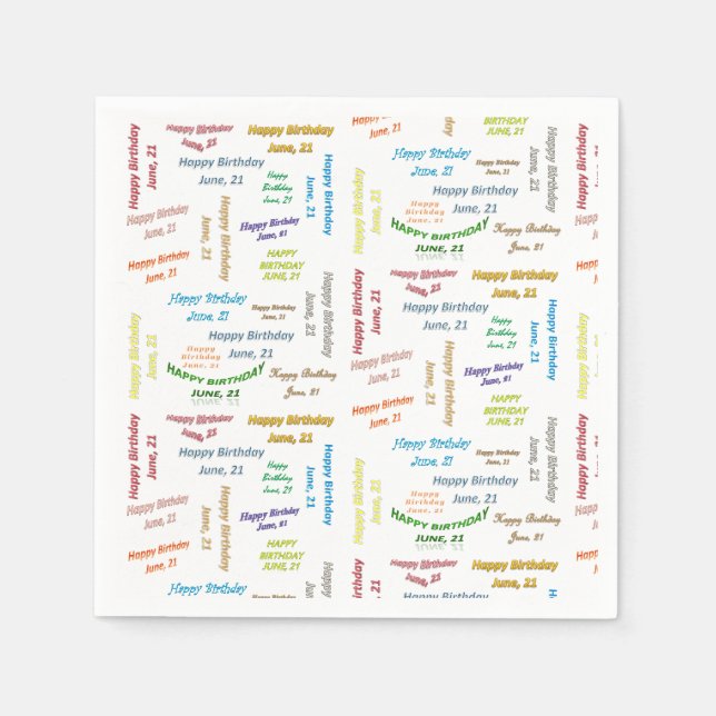 Serviette En Papier Papier serviettes Juin, 21 Anniversaire (Devant)