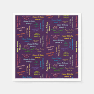 Serviette En Papier Papier serviettes Mars, 3 Anniversaire