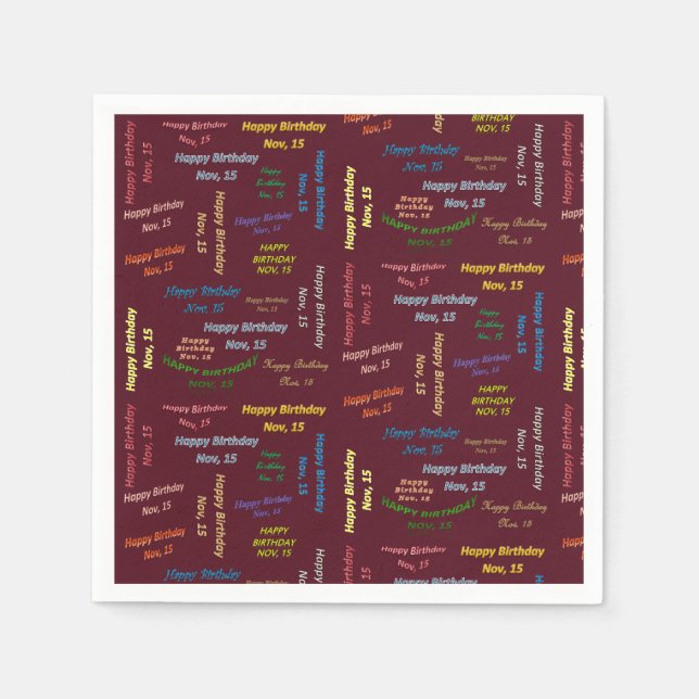 Serviette En Papier Papier serviettes Novembre, 15 Anniversaire (Devant)