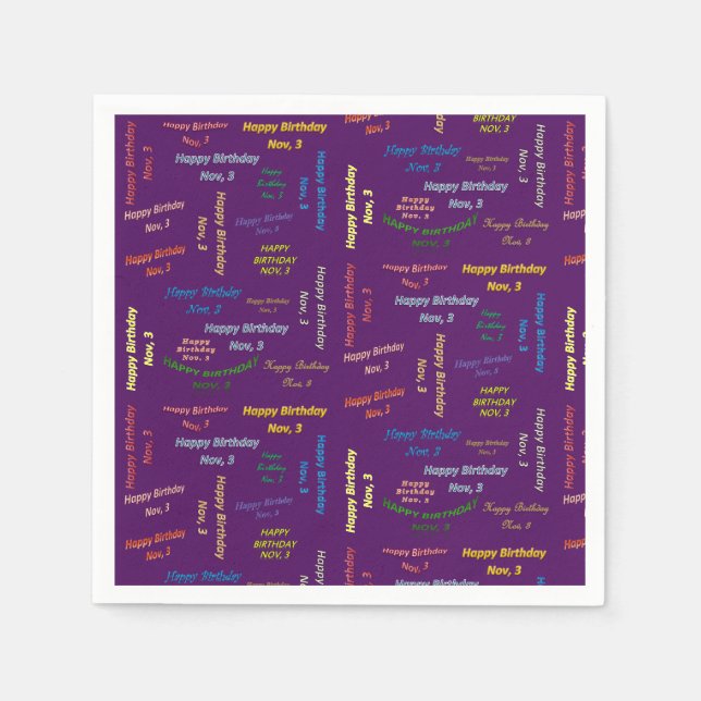 Serviette En Papier Papier serviettes novembre, 3 anniversaire (Devant)