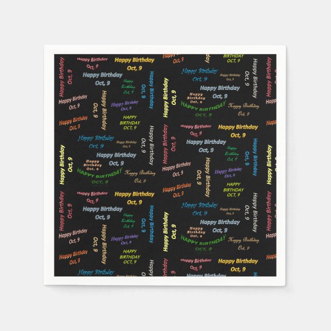 Serviette En Papier Papier serviettes octobre, 9 anniversaire (Devant)