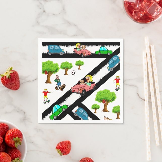 Serviette En Papier Papier serviettes, Park Trees voitures Chien servi (En situation)