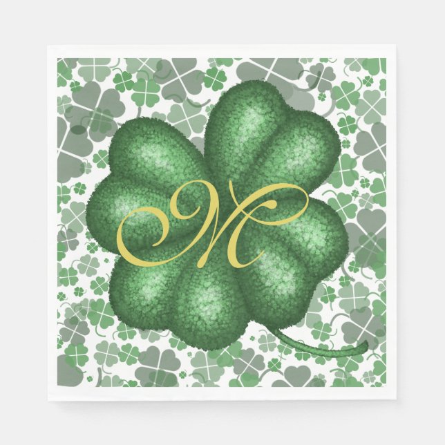 Serviette En Papier Papier Shamrock Monogramme (Devant)