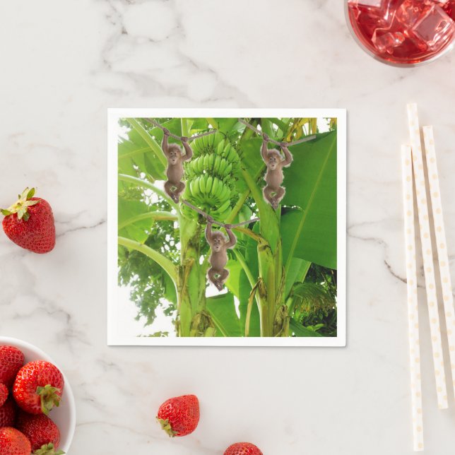 Serviette En Papier Papier, Singes, Bananier (En situation)