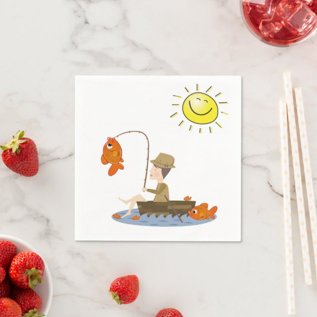 Serviette En Papier Papier, Sun Fishing Pêcheur de poisson (En situation)