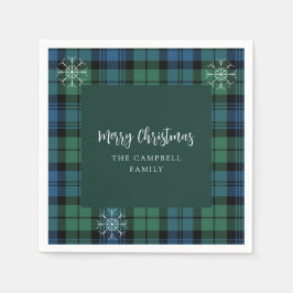 Serviette En Papier Papier Tartan Campbell Snowflakes Script Plaid