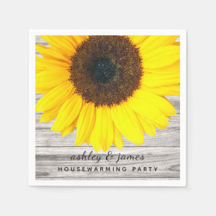 Serviette En Papier Papier Tournesol à texture de bois rustique